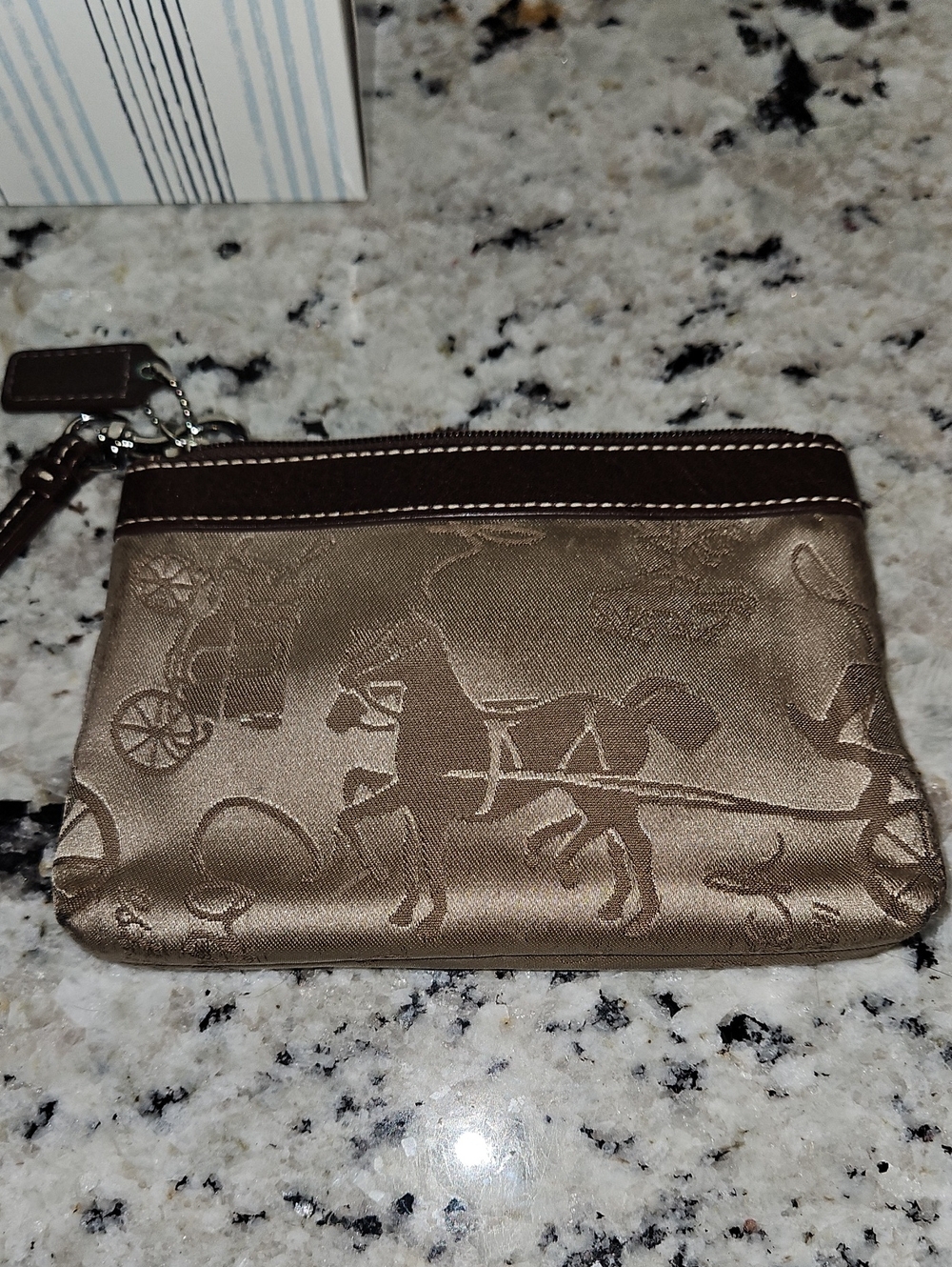 Coach Brown Horse Carriage Wristlet Pouch